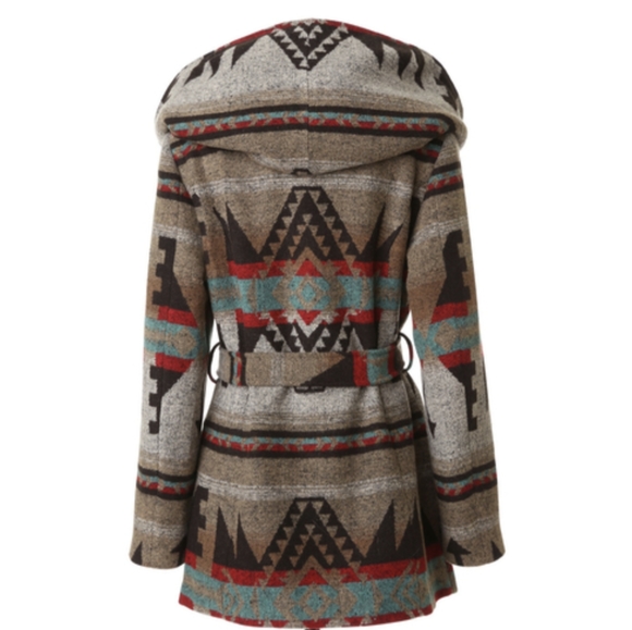 Patterned Hooded Pea Coat - Picture 2 of 8